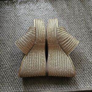 Guess Gold Textured Wedge Sandals